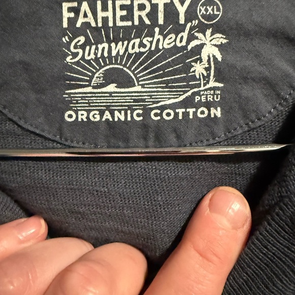 Faherty Sunwashed Slub Organic Cotton Hoodie - Graphite Size XXL. - Picture 7 of 9
